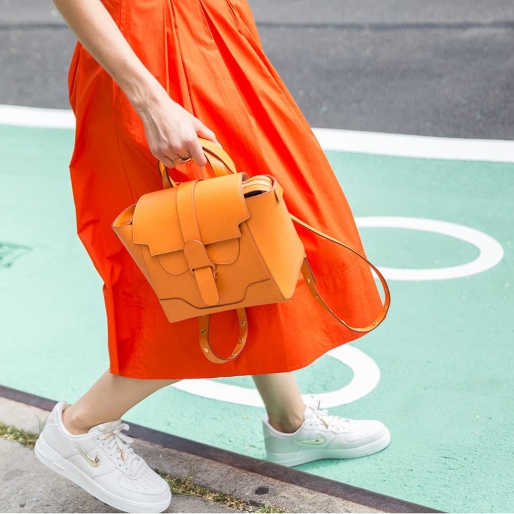 Orange pebbled leather Senreve Mini Maestra bag - Picture 5 of 12